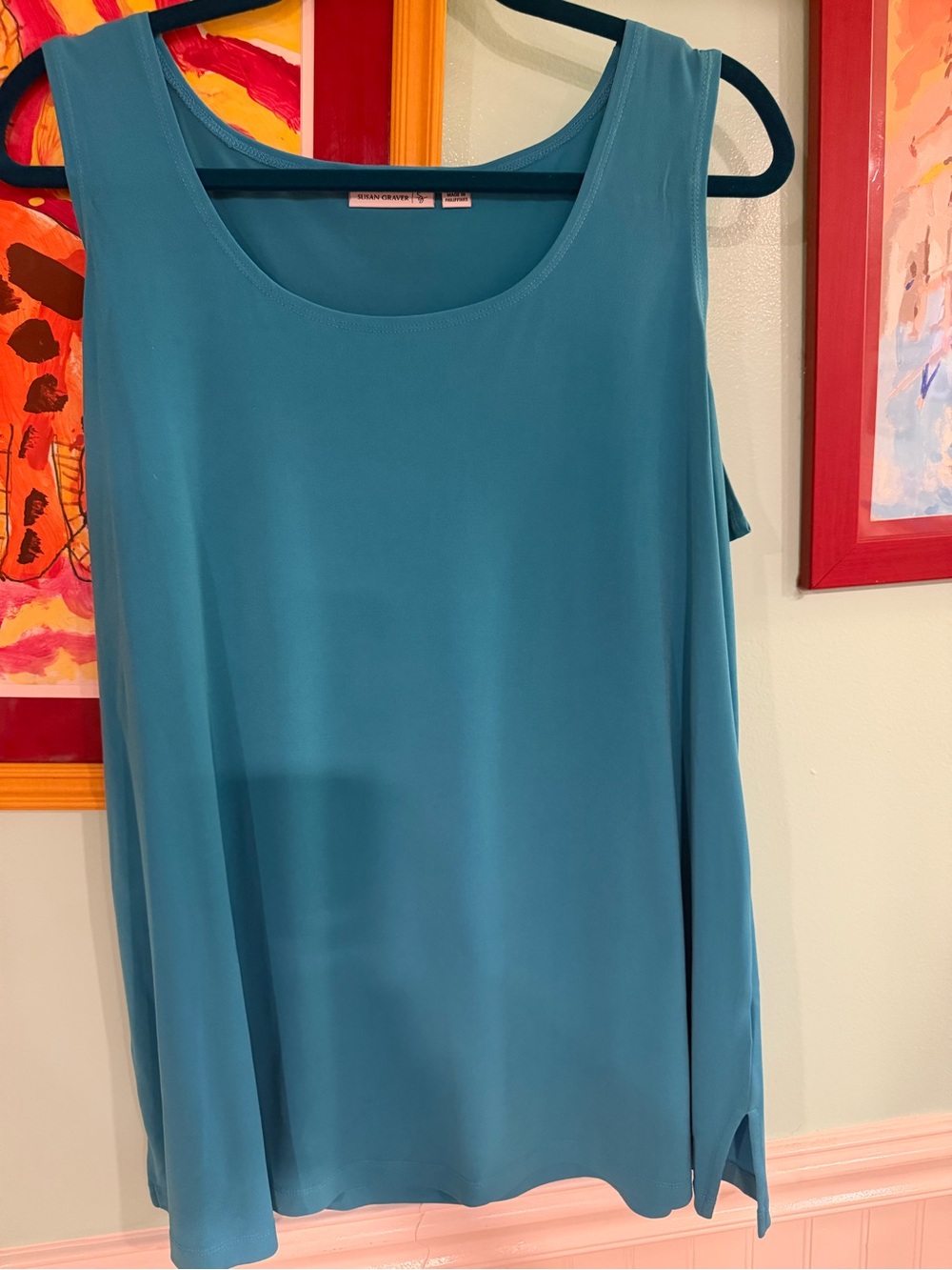 Women’s 1X Teal & Purple  Scoop Neck Sleeveless Tops, $20
